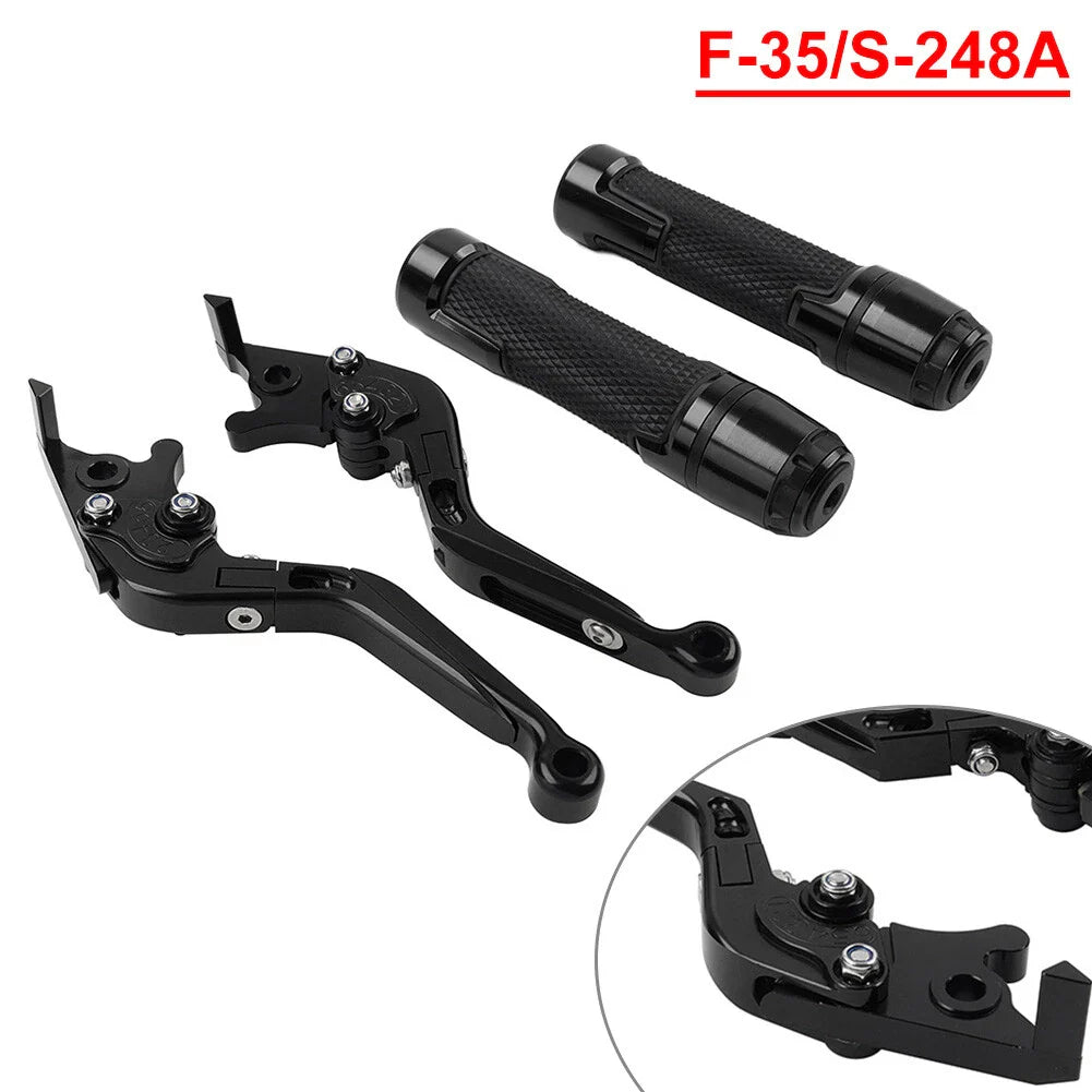 Black Extendable Brake Clutch Levers Grip Set for Suzuki GSXR600/750 (2006-2023)
