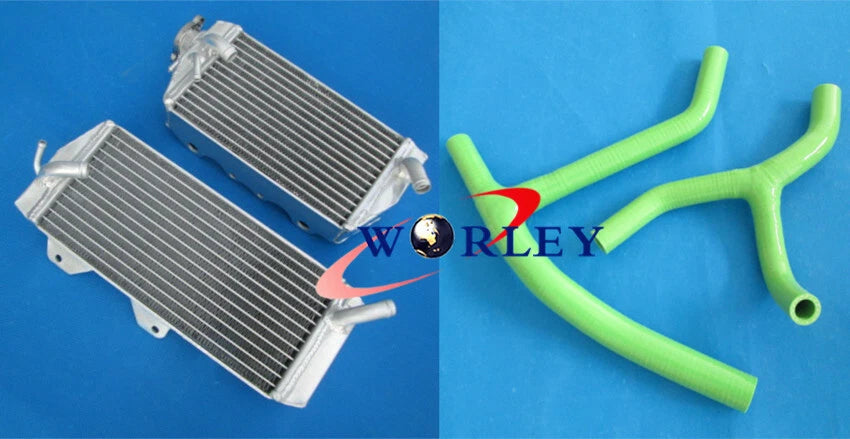 Aluminum Radiator & Green Silicone Hose for Kawasaki KX450F (2006–2008)
