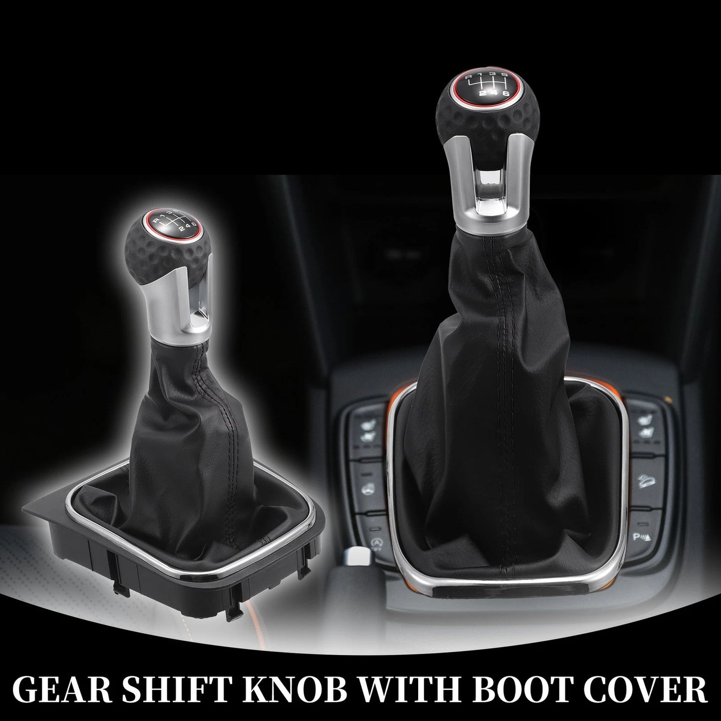 6 Speed Gear Shift Knob with Boot for VW Golf 5 (2003–2008) Faux Leather