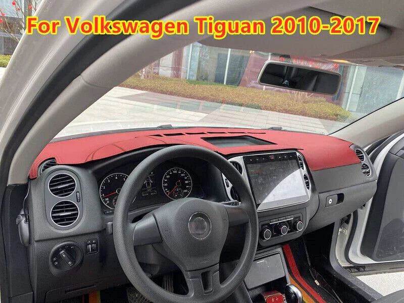 Red Leather Dashboard Cover Mat for Volkswagen Tiguan (2010–2017)