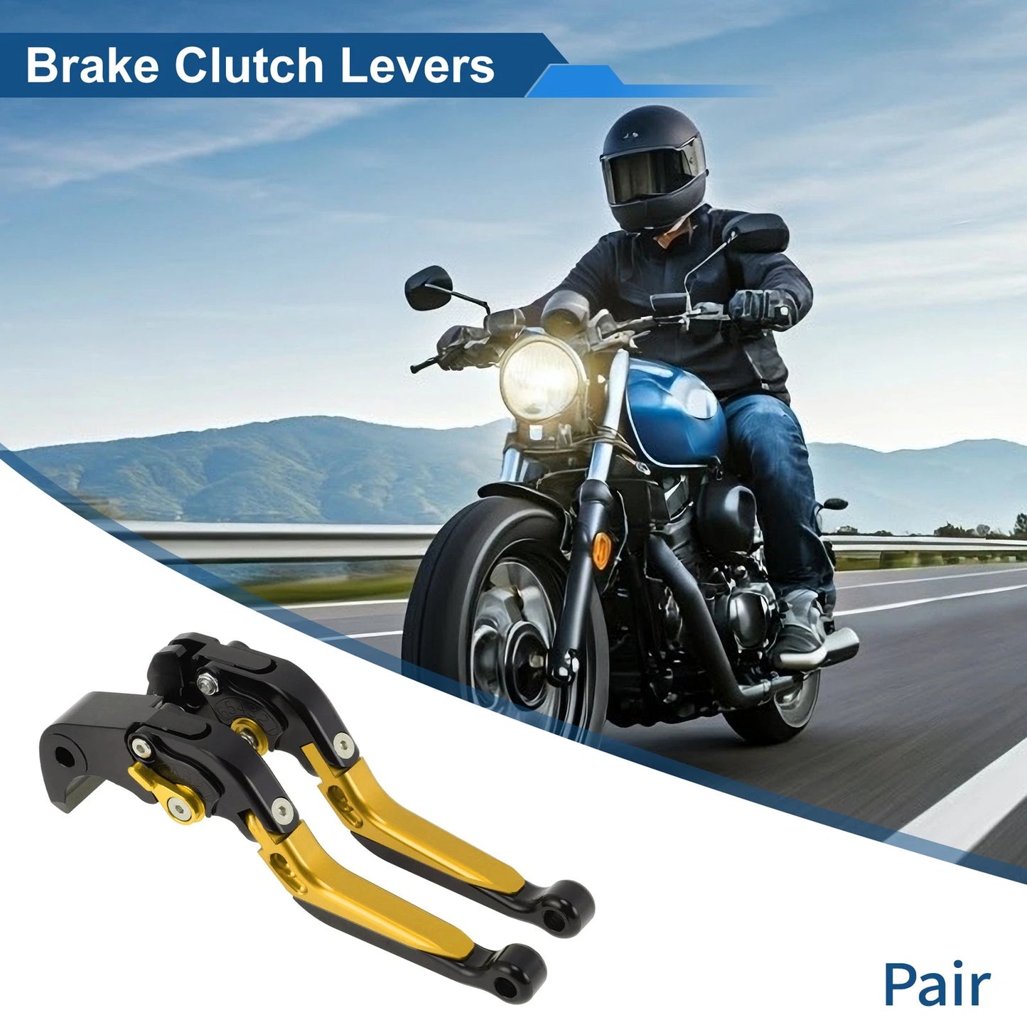 Brake Clutch Levers for Suzuki GSXR1000 (2009–2019) Black Gold Tone 1 Pair