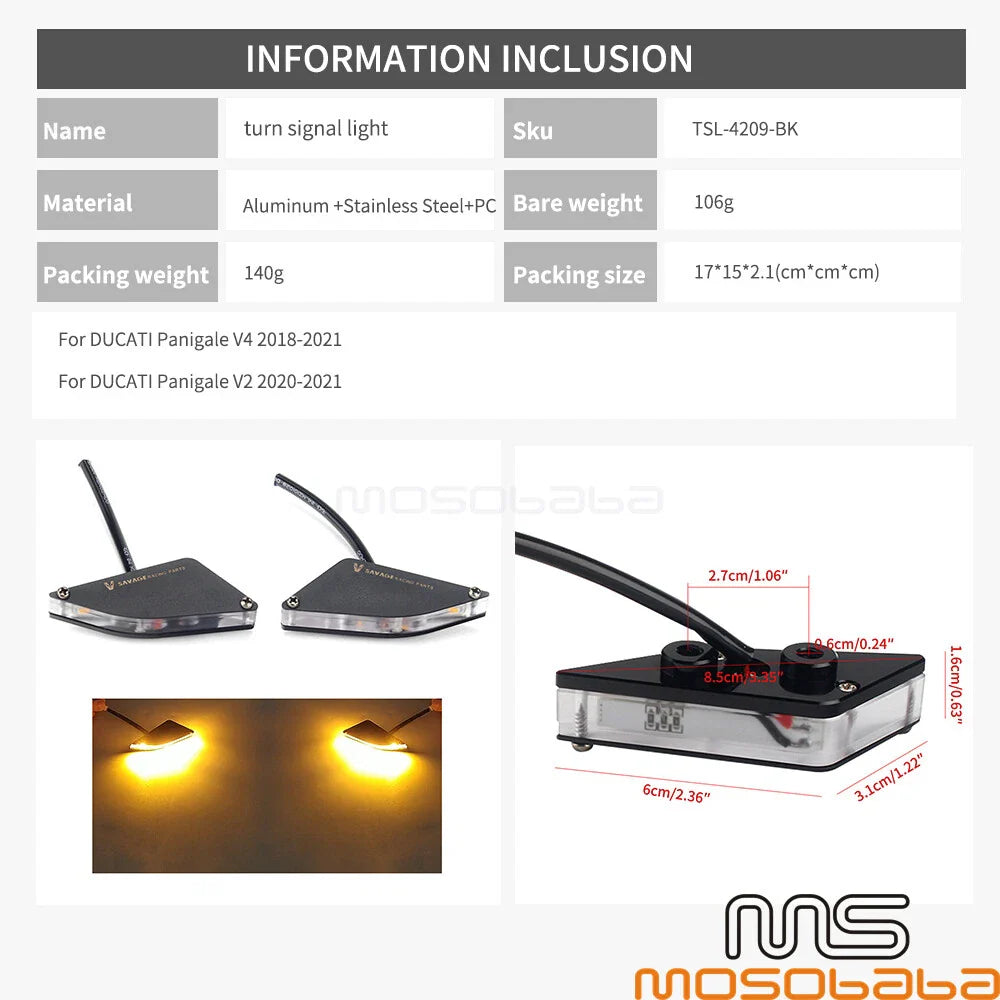 LED Mirror Block Off Turn Signals for Ducati Panigale V2 V4 (2018-2021)