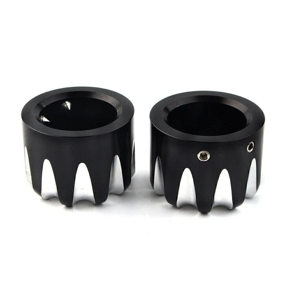 Black CNC Cut Axle Nut Cover for Harley Electra Street Road Glide