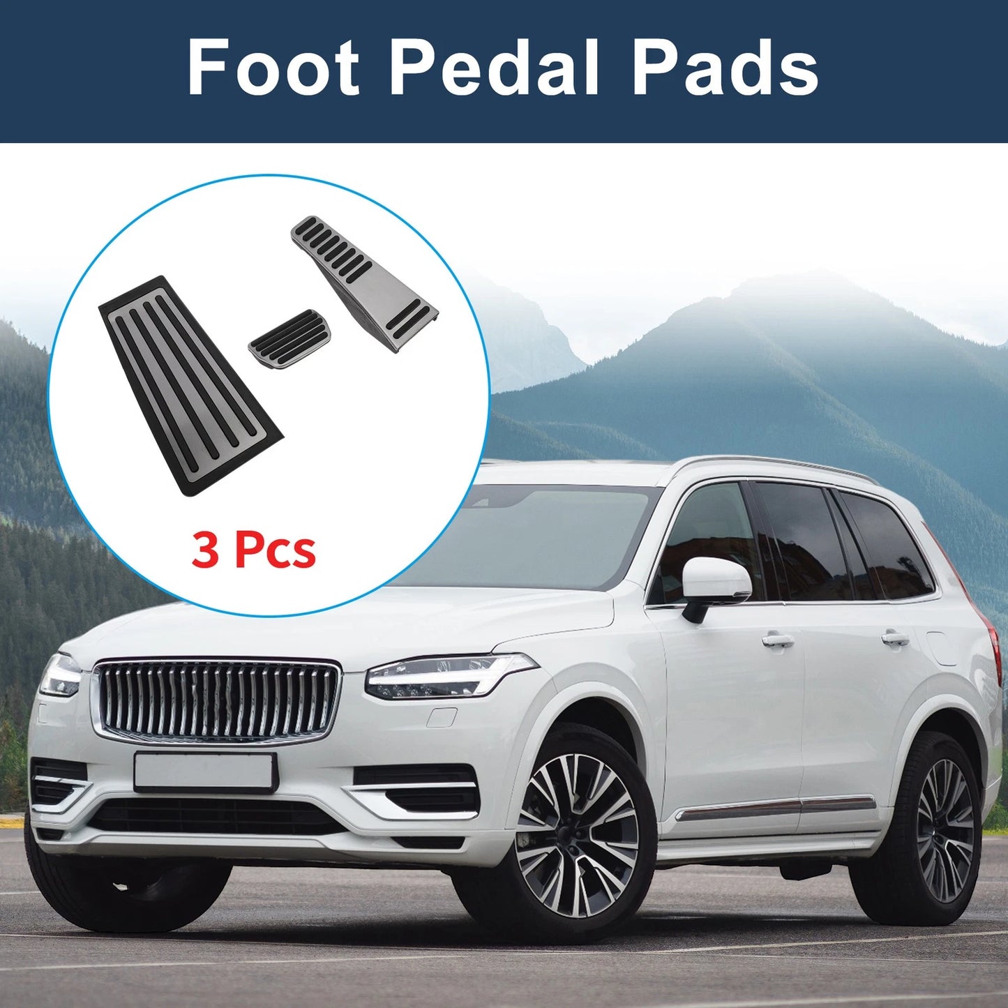 Automatic Foot Accelerator Pedal Covers for Volvo XC90 (2018–2020) Silver Tone