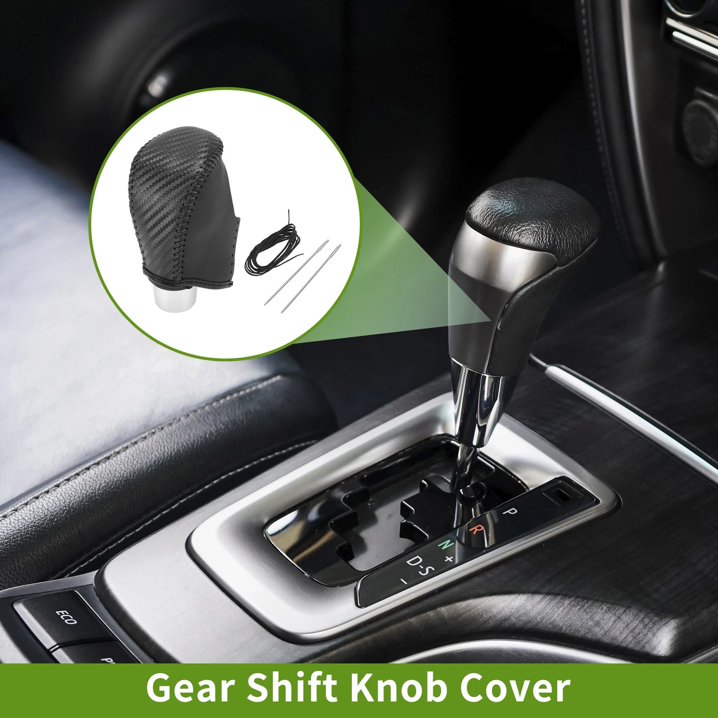 Gear Shift Knob Cover for Nissan Rogue (2017–2020) Black Carbon Fiber