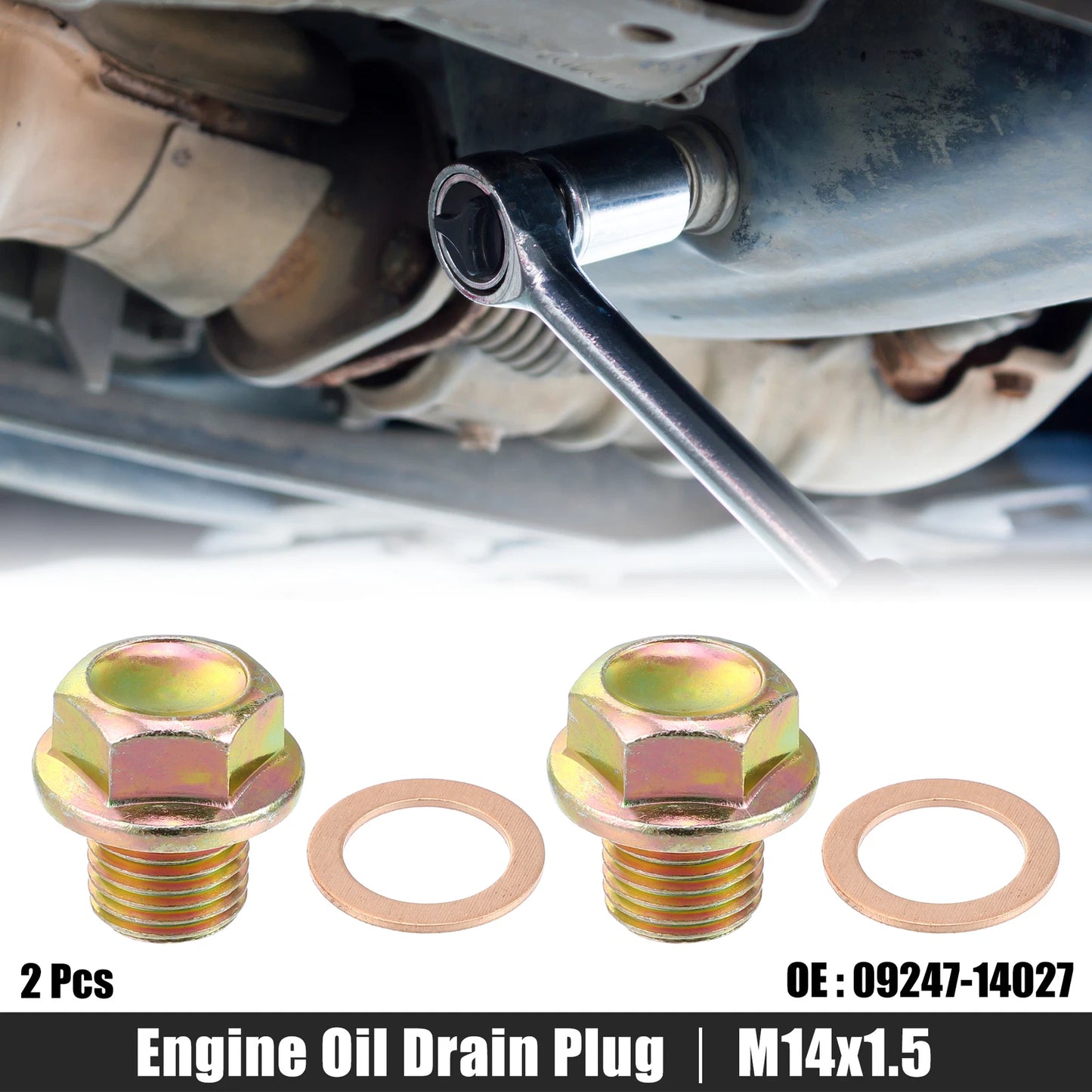 2 Pcs M14x1.5 Engine Oil Drain Plug Screw w/ Seal Ring for Honda