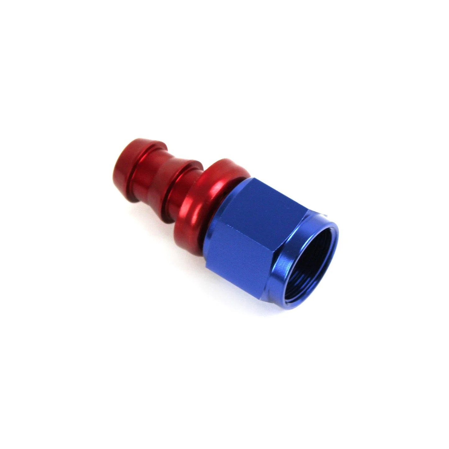 '-8 AN Push Lock Hose End Fitting Straight Red/Blue Anodized Aluminum