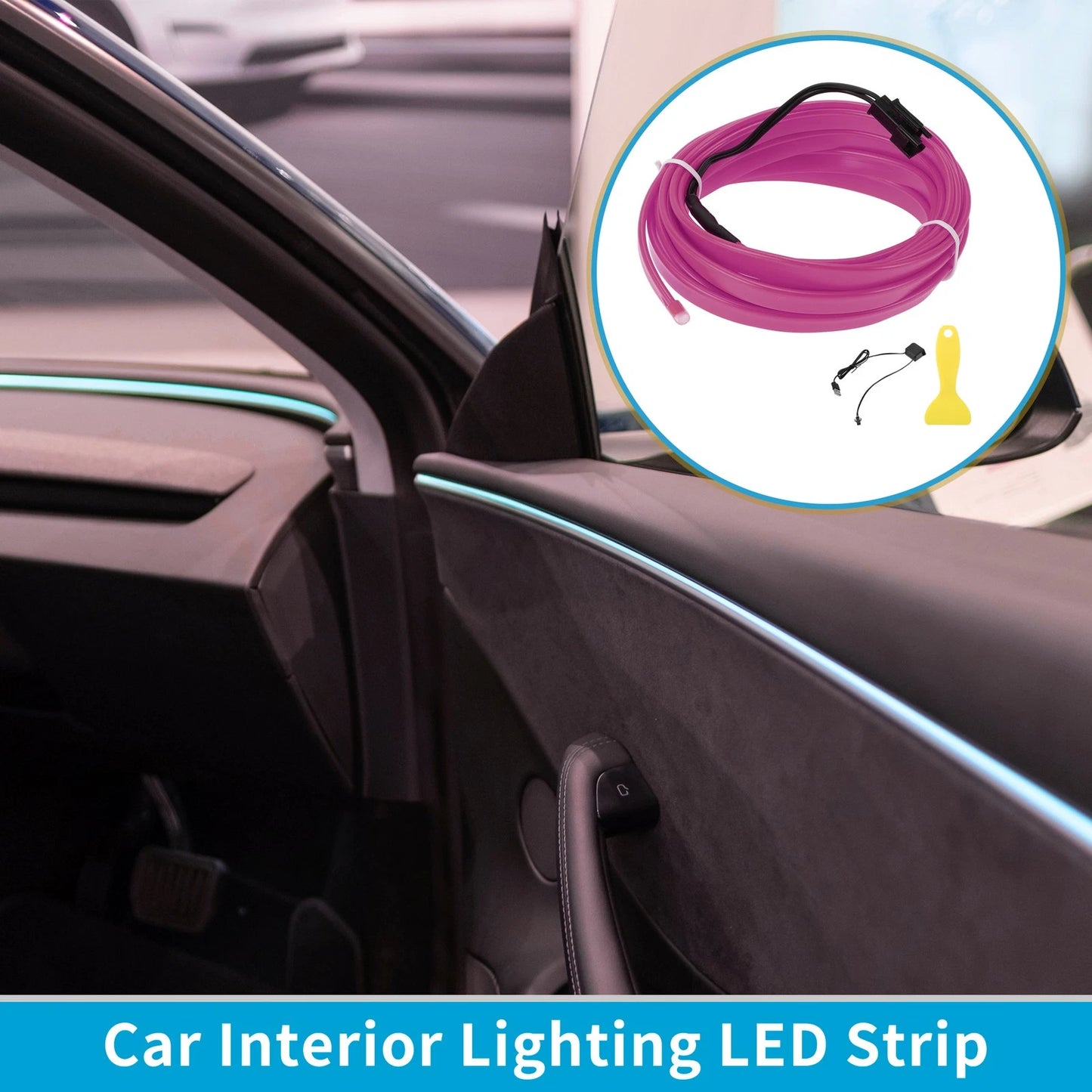 LED Strip Neon Wire for Universal Car Interior Decoration (3 Meter)