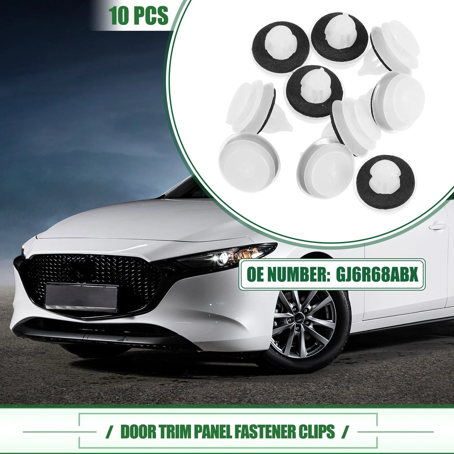 10 Pcs Door Trim Panel Clips Fastener Rivet for Mazda 3 (2004–2009) No.GJ6R68ABX