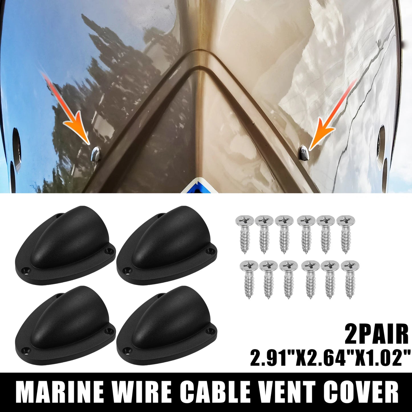 2 Pair Marine Boat Transducer Cap Clam Shell Vent Wire Cover for Various Models