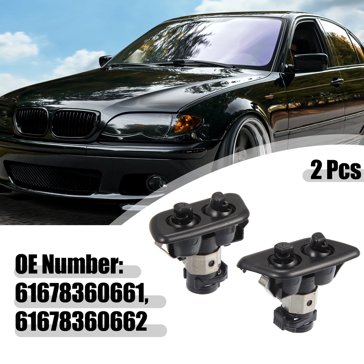 2X Headlight Washer Nozzle Sprayer Jet for BMW 525i (2001–2007)