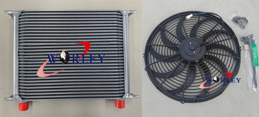 30 Row Engine Transmission Oil Cooler with 7 Inch Electric Fan for Universal