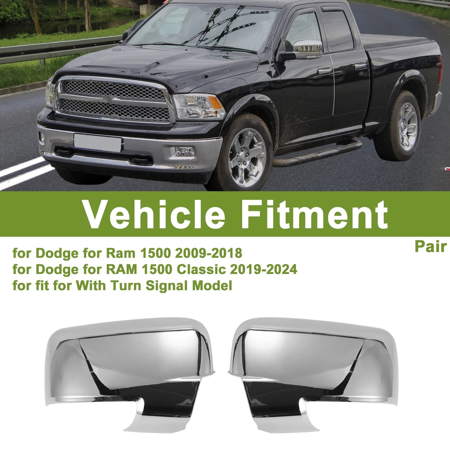 Set of 2 Side Mirror Cover Caps for Dodge (Electroplating Color)