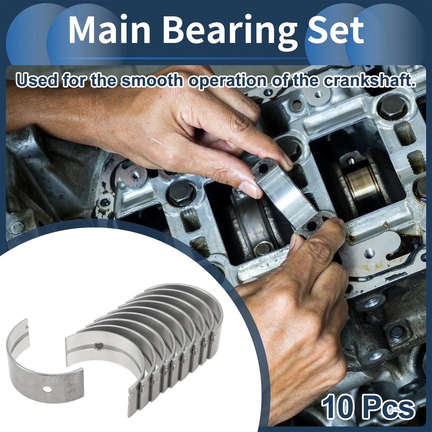 Main Bearing Set No.1170254010 for Toyota Toyoace (1979–1985) 10 Pcs