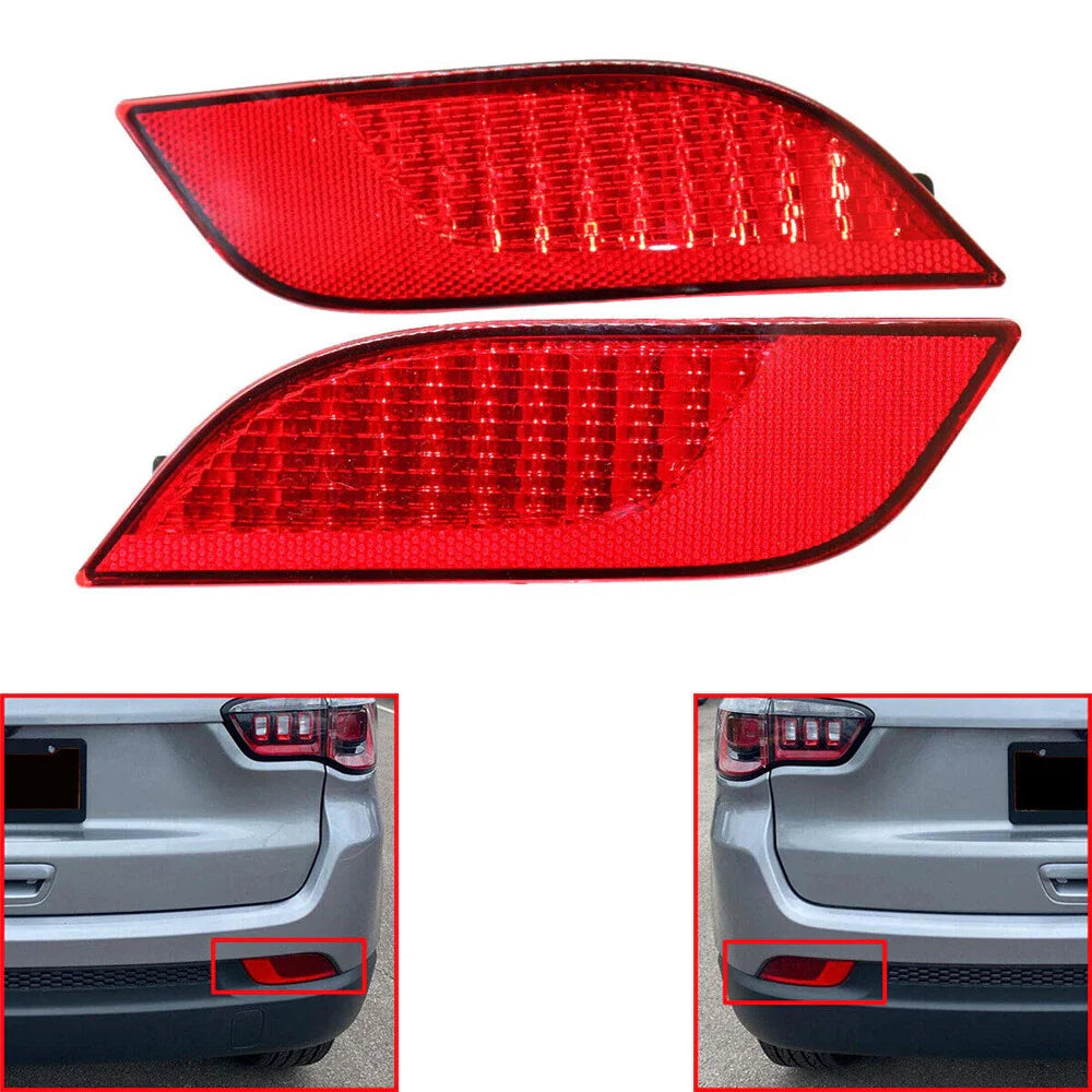 Red Rear Bumper Reflectors for Jeep Compass (2017-2021)