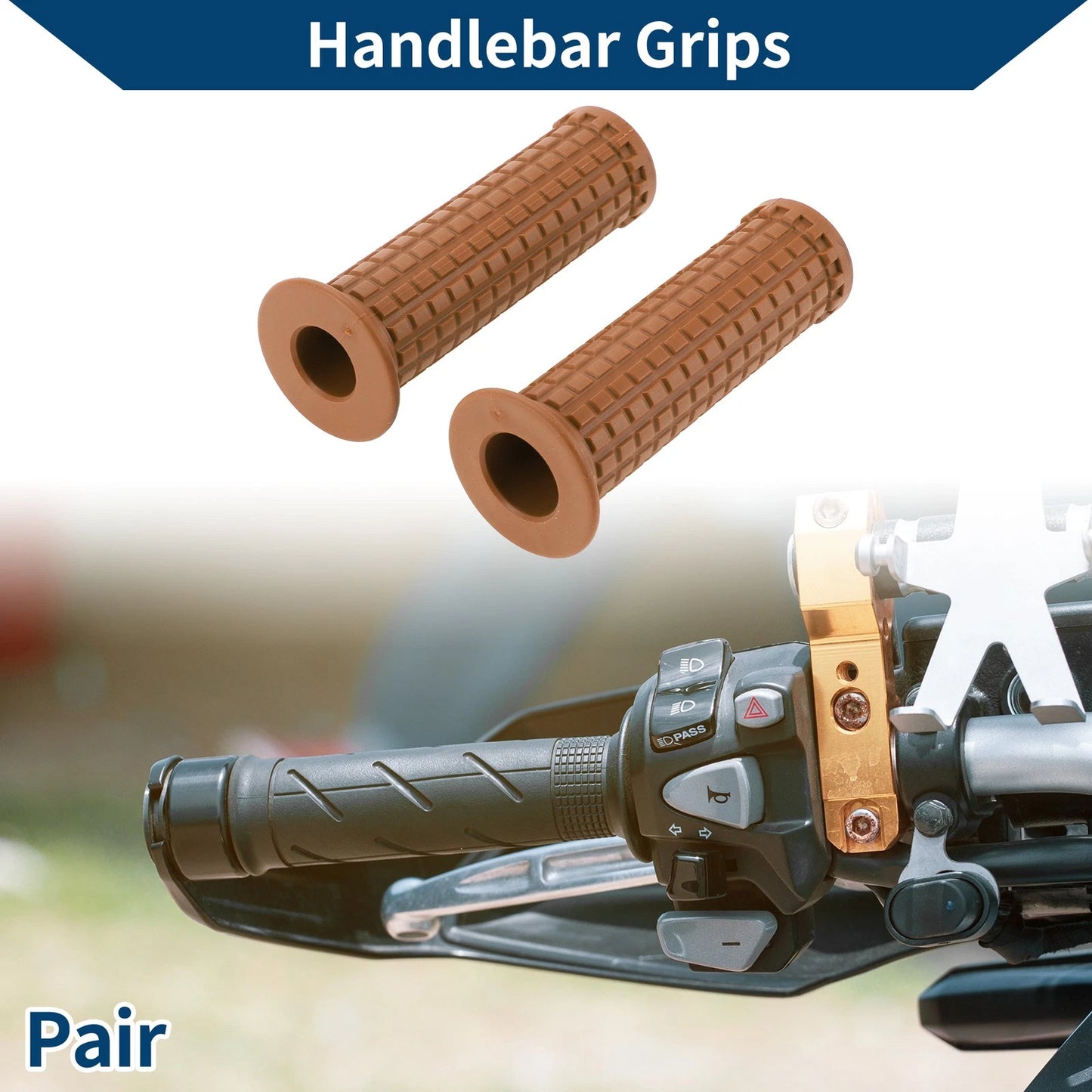 7/8" Motorcycle Hand Grips - Light Brown
