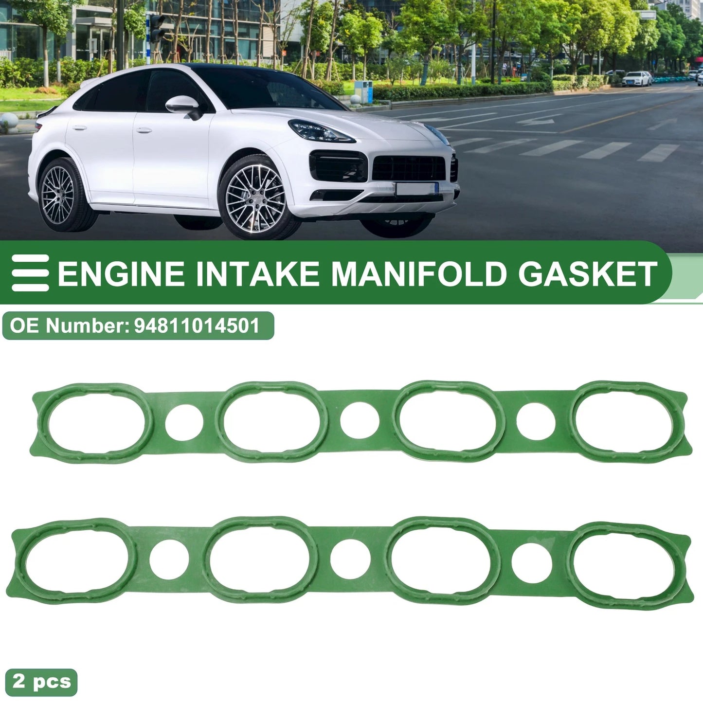 Set of 2 Engine Intake Manifold Gaskets for Porsche Cayenne (2003–2006) 94811014501 Rubber