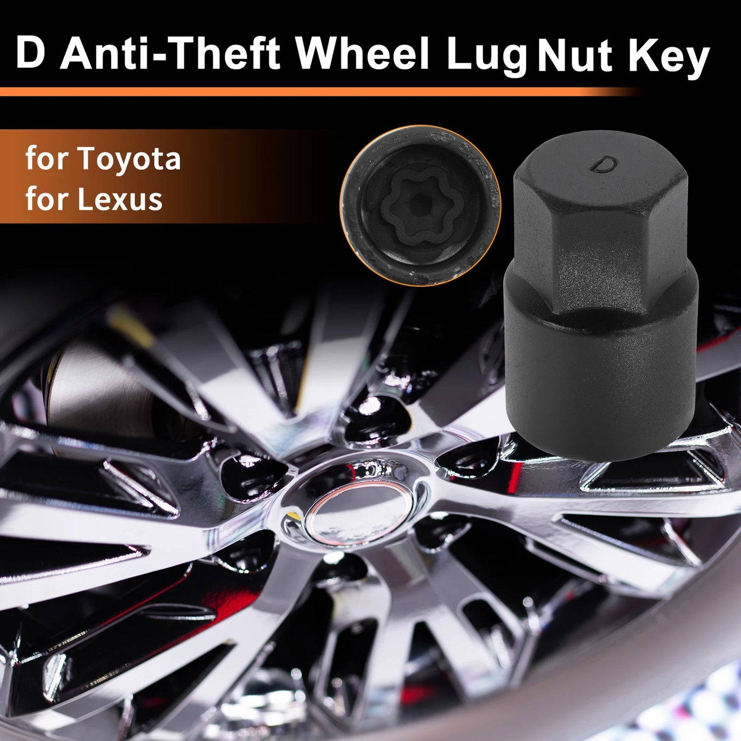 D Wheel Lock Lug Nut with Key Tool for Toyota Lexus