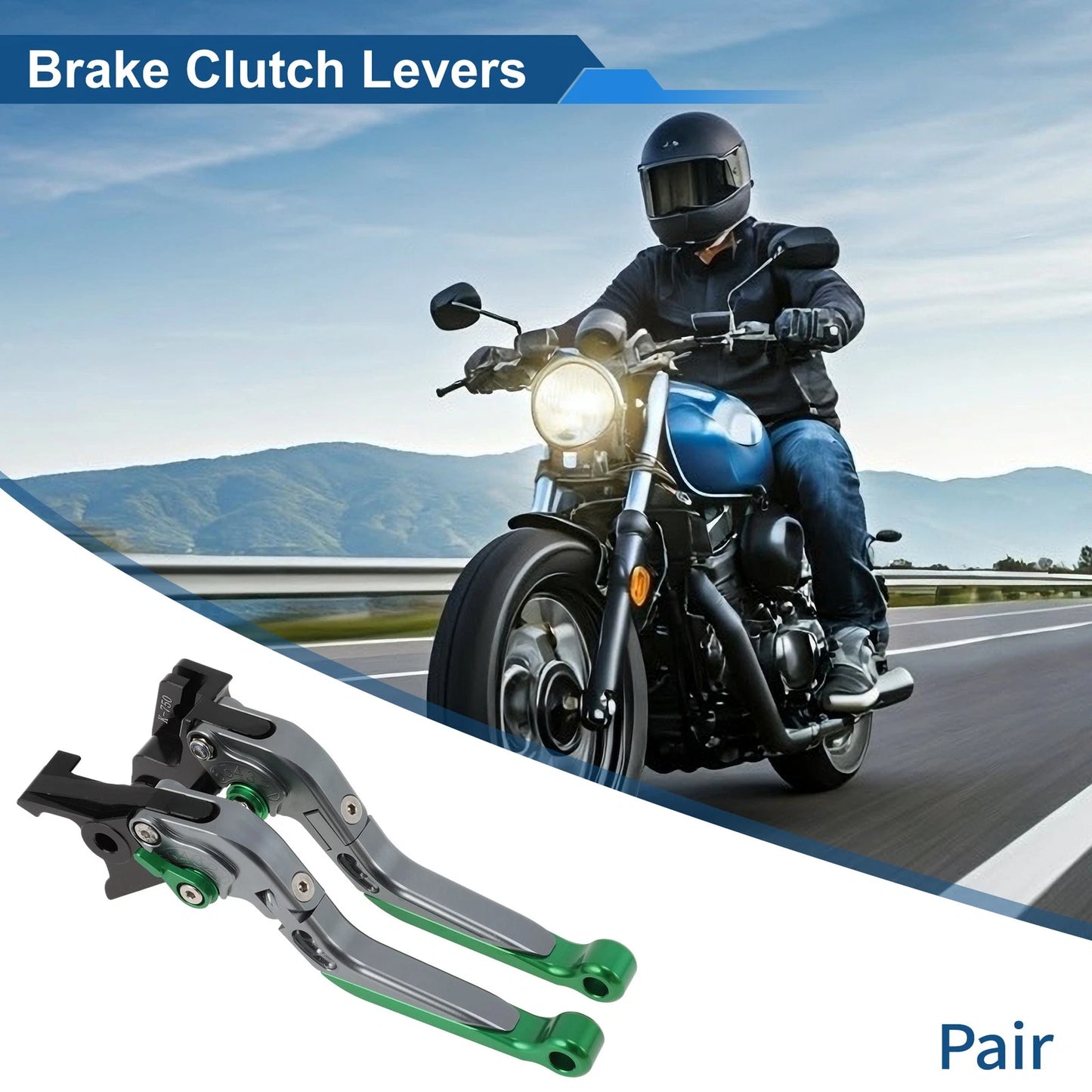 Adjustable Brake Clutch Levers for Kawasaki Z650 (2017–2023) Titanium Green