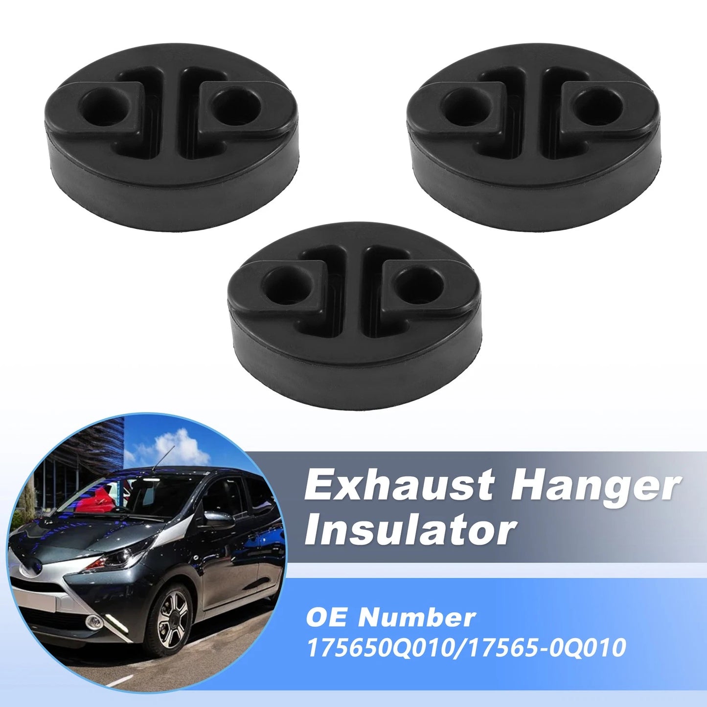 3X Exhaust Pipe Rubber Bracket Hanger for Toyota Aygo (2005–2014) 175650Q010