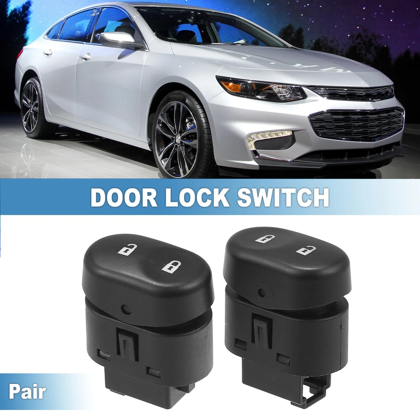 Set of 2 Car Door Lock Switches for Chevrolet Malibu (2008) No.15823977/15835662