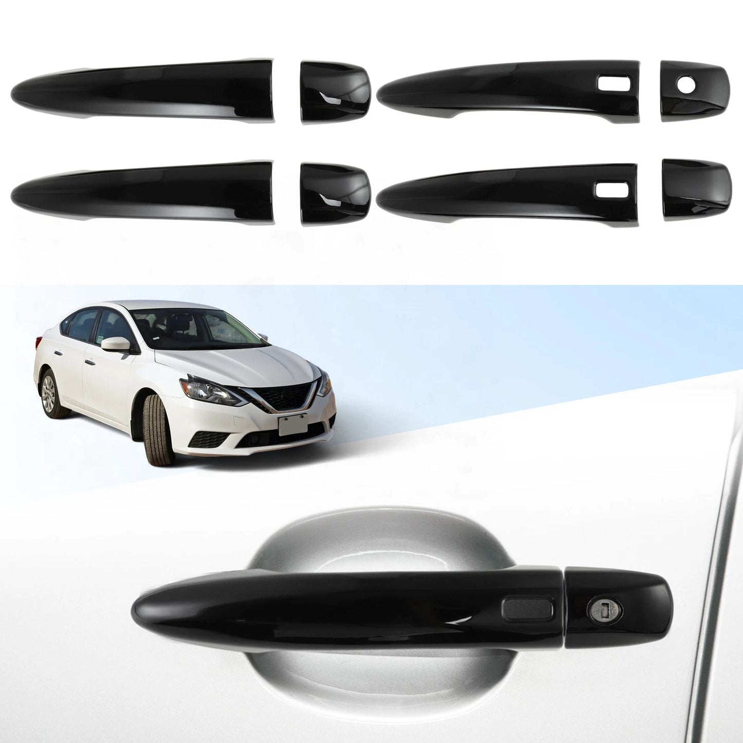 Door Handle Cover Protector for Nissan Sentra Altima X-Trail (2013–2023) Glossy Black