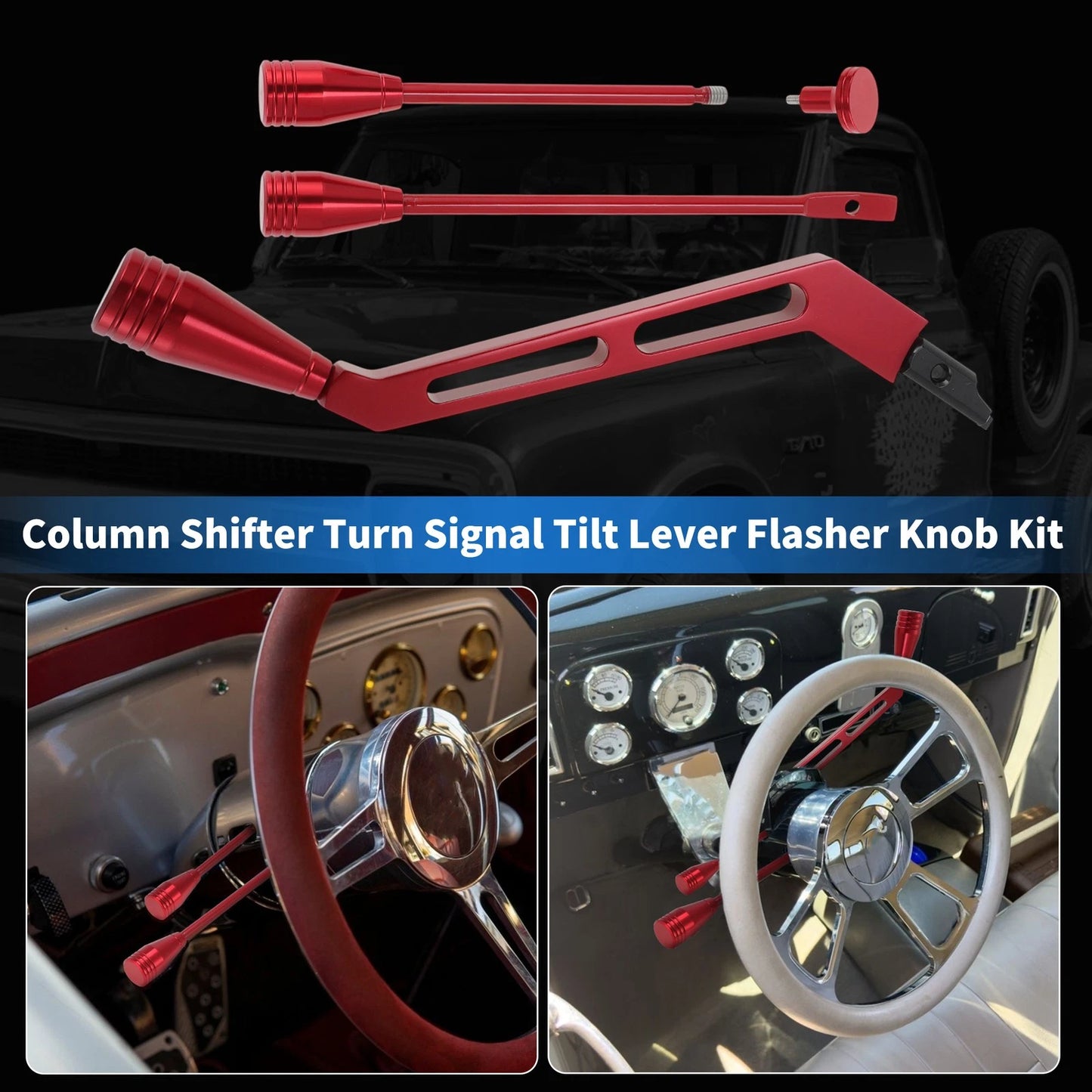 Column Shifter Turn Signal Tilt Lever Flasher Knob for Chevy GMC (1967–1994) Red