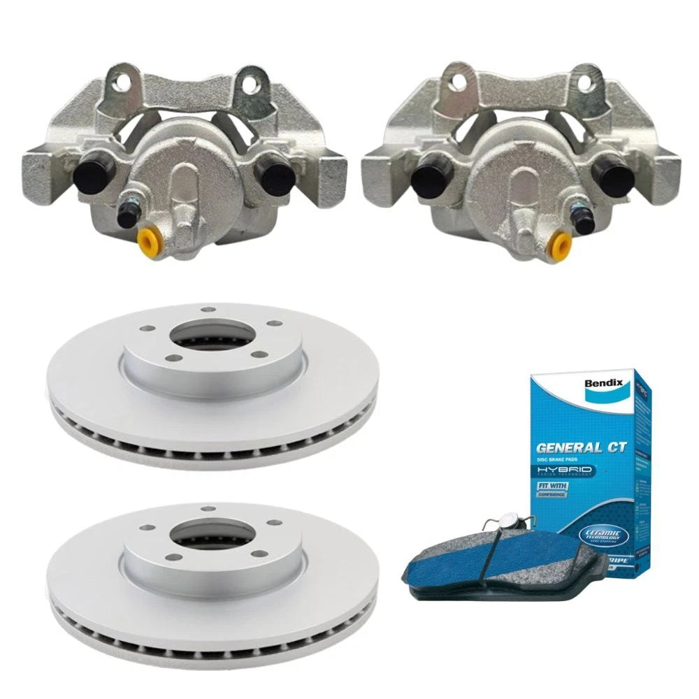 Front Disc Brake Rotors with Calipers & Brake Pads for Mazda 3 (2003–2013)