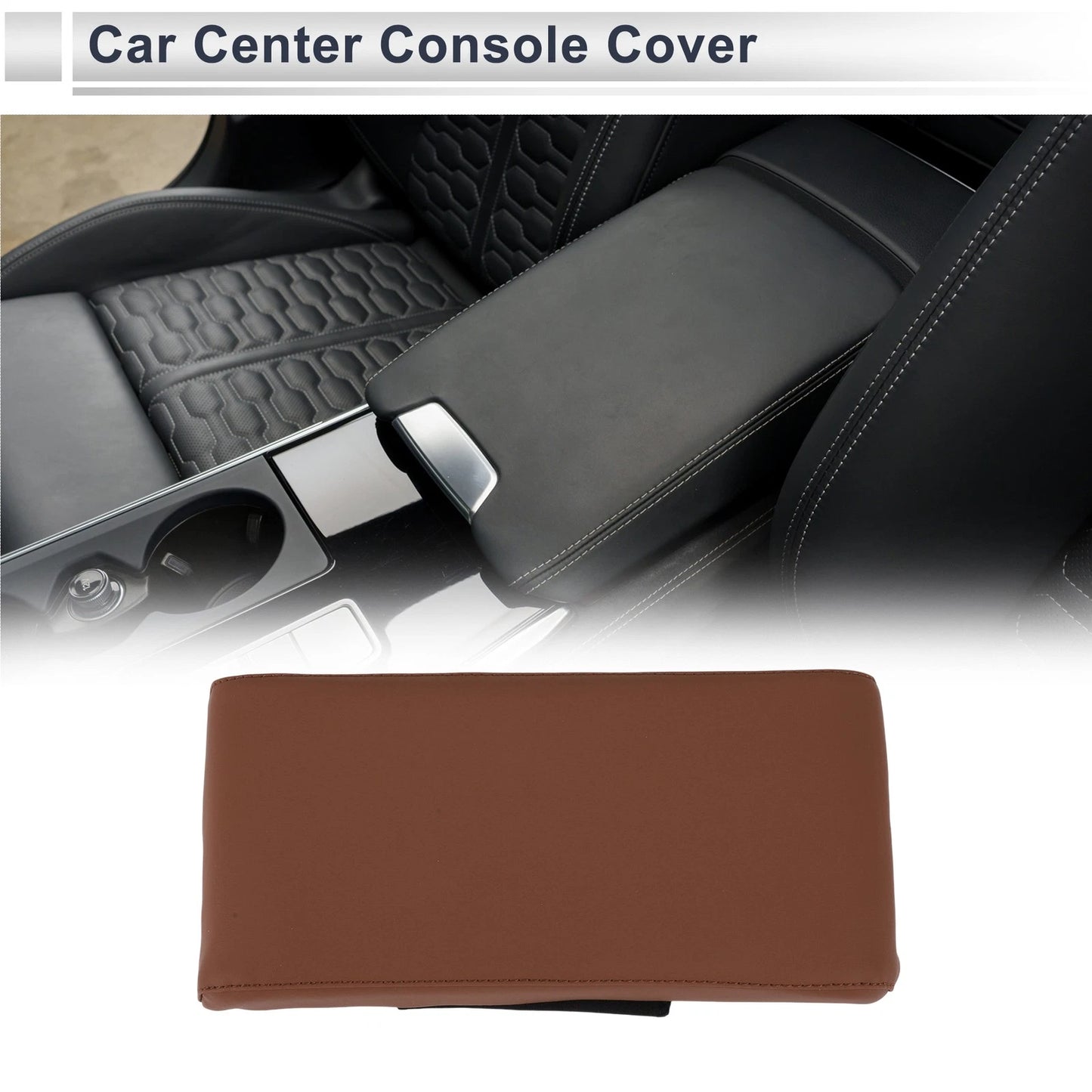 Center Console Cover for Car (12.6"x6.3"x1.97", Light Brown)