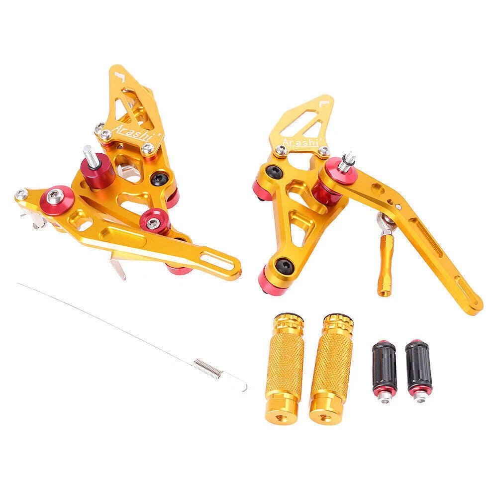 CNC Aluminum Adjustable Rearset Footpegs Gold for Yamaha MT-07 (2014-2017)