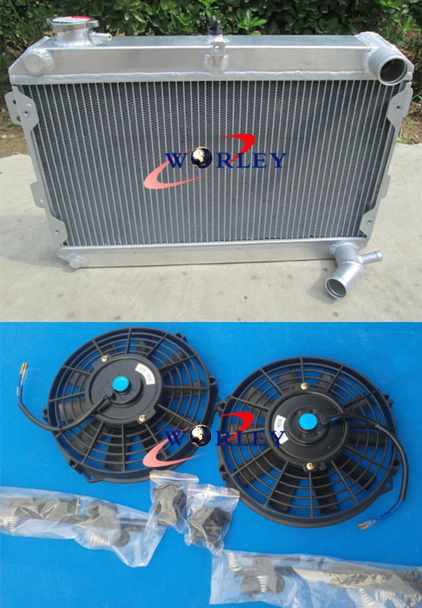 3 Row Aluminum Radiator & Fans for Mazda RX7 (1979–1985)