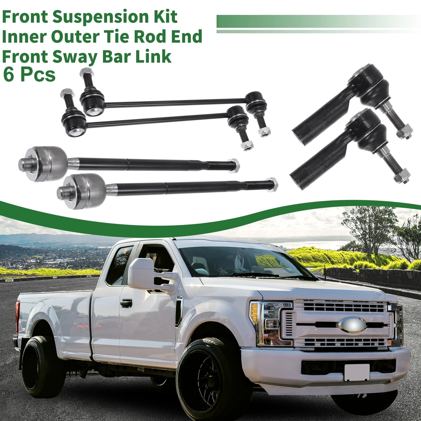 6X Front Suspension Kit Tie Rod End Sway Bar Link for Ford Mustang (2011–2014)