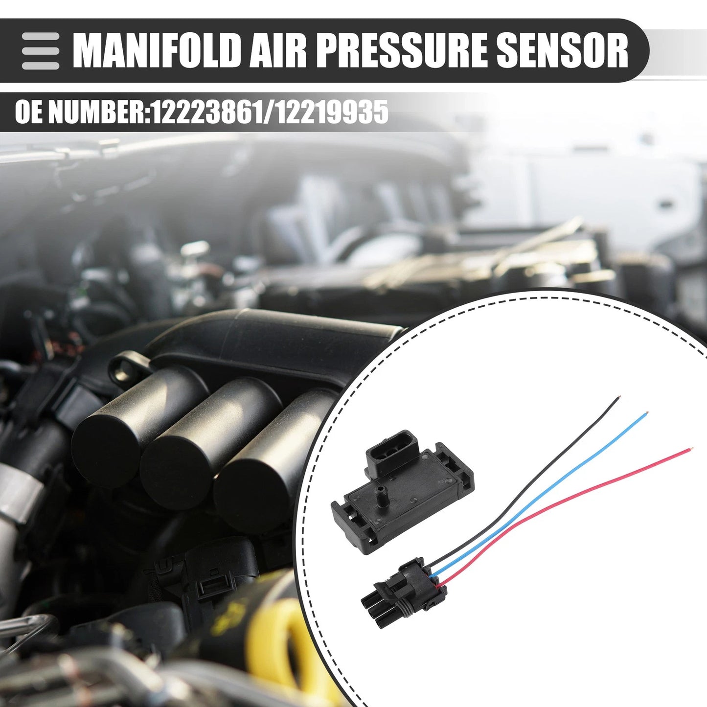 Set of 1 Manifold Air Pressure Sensor for Buick Century (1997–2005) No. 12223861/12219935