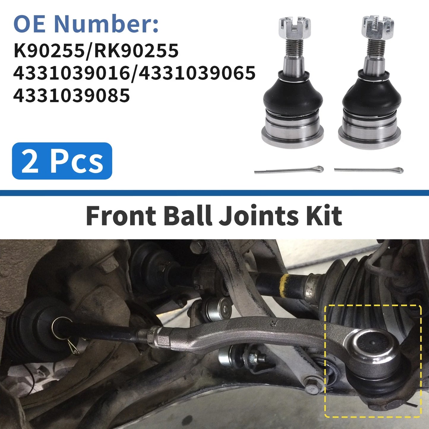 2 Pcs Front Upper Ball Joints for Toyota Tacoma (1995–1997) No.K90255/RK90255