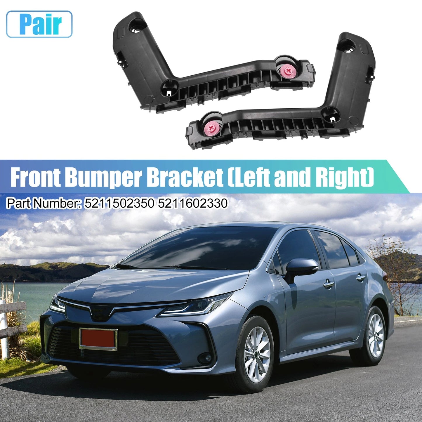 1 Pair Front Bumper Mounting Support Bracket 5211502350 5211602330 for Toyota