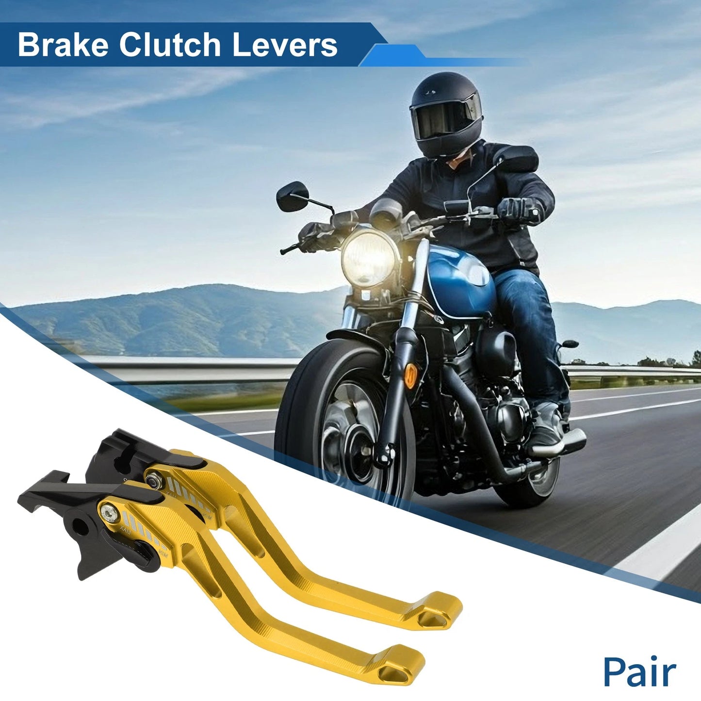Short Brake Clutch Levers for Suzuki GSX-8S (2023–2025) - Solid Gold Tone, 1 Pair