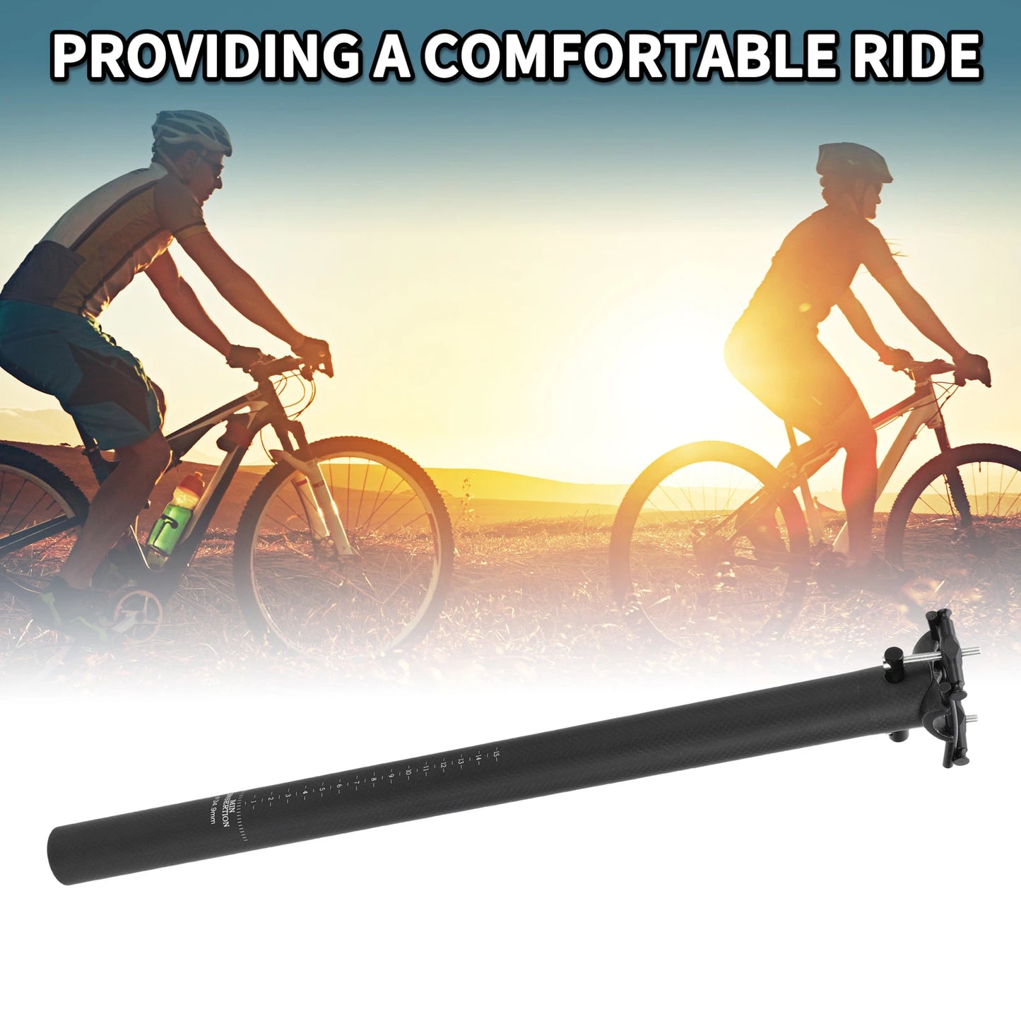 Bike Seat Post 34.9mm for Universal Fit (34.9x600mm) Matte Black Carbon Fiber