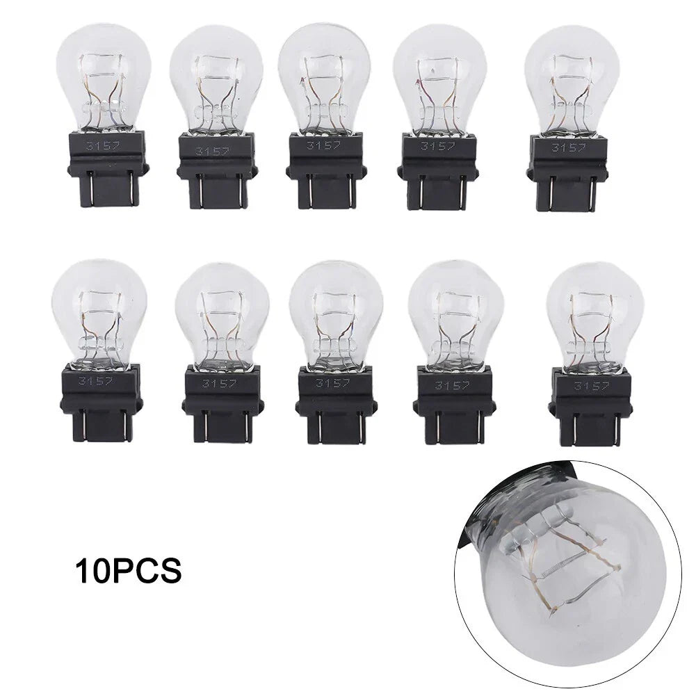 10 Pack 3157 Clear Amber Tail Signal Brake Light Bulbs for Cars