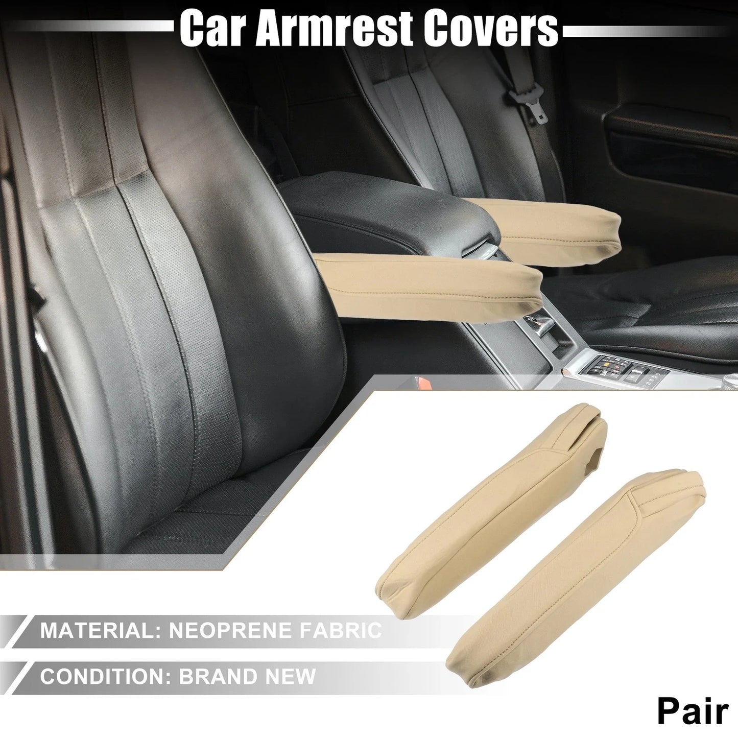 Car Armrest Covers 2 x Light Brown for Honda Odyssey (2012-2017)