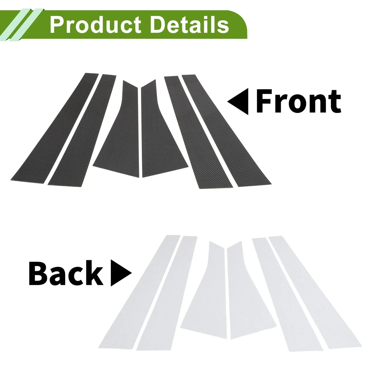 6 Pcs Door Pillar Window Trim for Chevy Impala (2006-2013) Carbon Fiber Black
