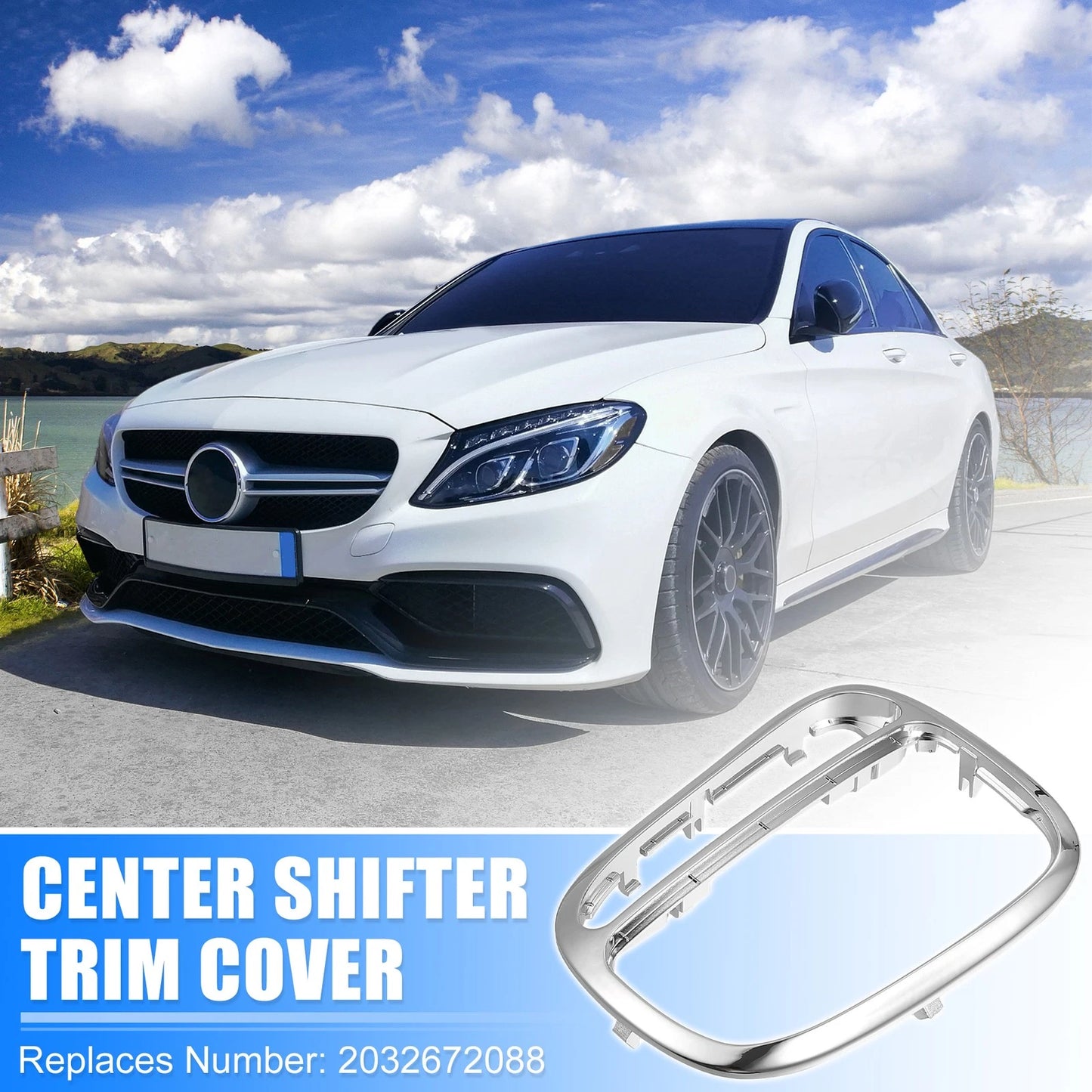 Chrome Shifter Trim Cover Panel No. 2032672088 for Mercedes Benz C240 CLK500 (2001–2005)