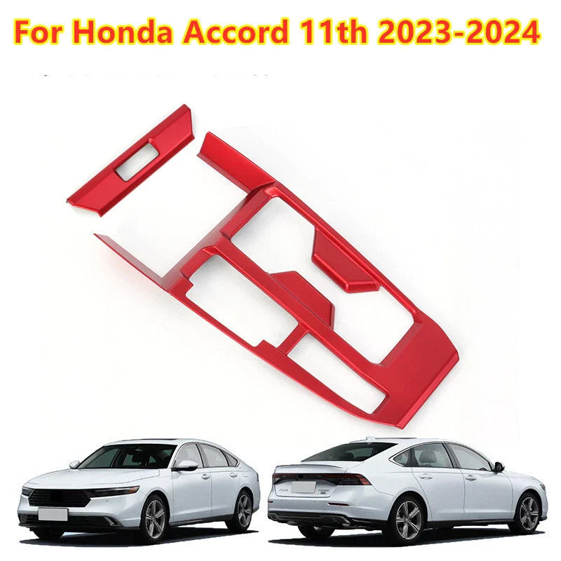 2 x Red Console Gear Shift Panel Trim Cover Decor for Honda Accord (2023–2024)