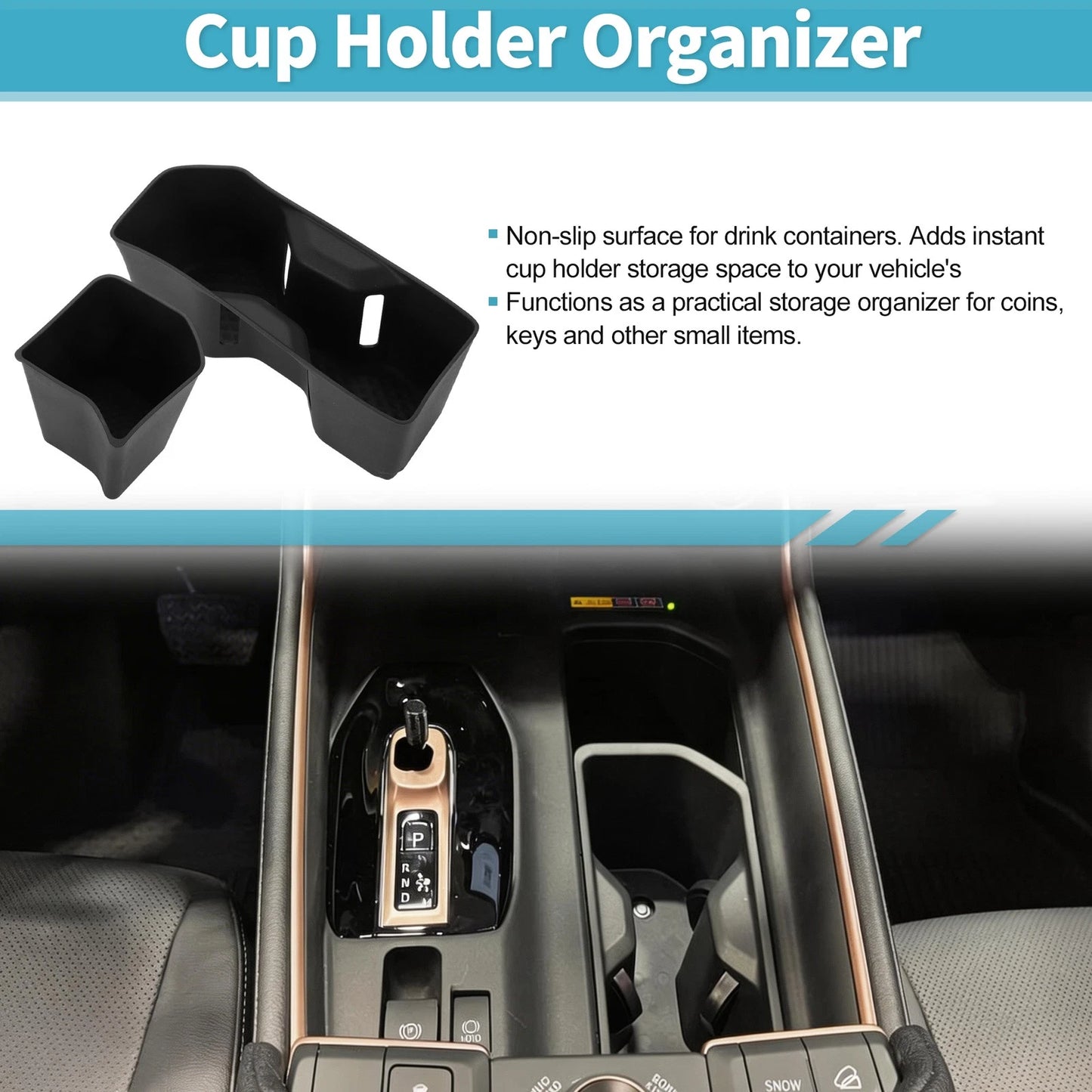 Set of 1 Center Console Cup Holder Organizer for Toyota Grand Highlander (2024–2026) TPE