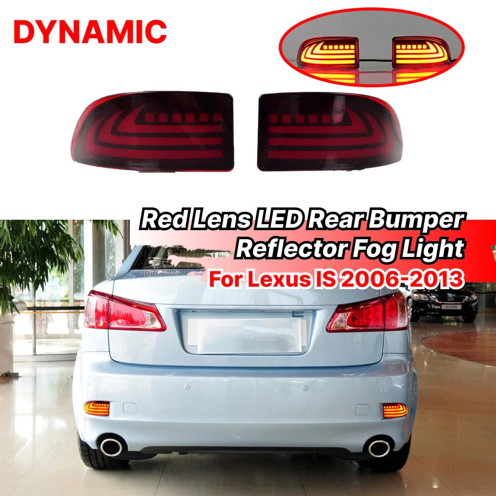 Red Lens Bumper Reflector Fog / Turn Signal Lights for Lexus IS (2006–2013)
