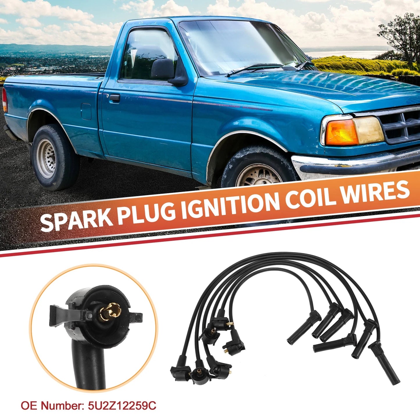 6 Pcs Spark Plug Wire Ignition Coil Cable No.5U2Z12259C for Ford Explorer (2001–2005)