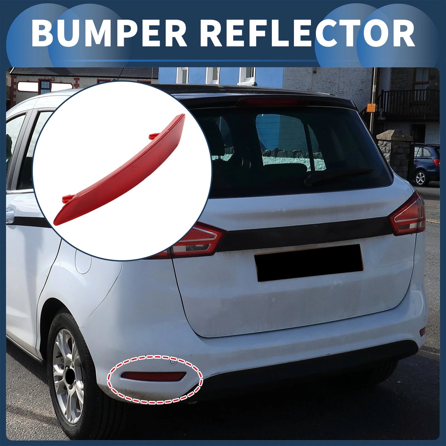 Bumper Reflector No.BS71515C0BD for Ford Fiesta (2015–2019) Red 1pc Rear Left