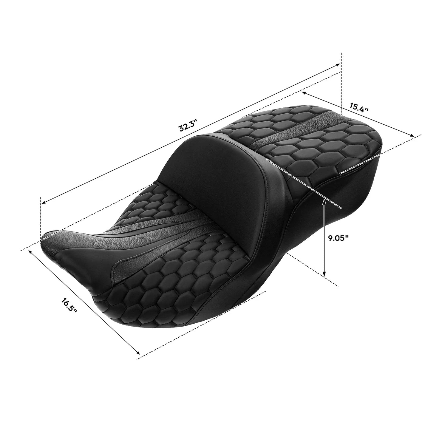 Black Rider Gel Seat for Harley Road King, Glide (2009-2023)