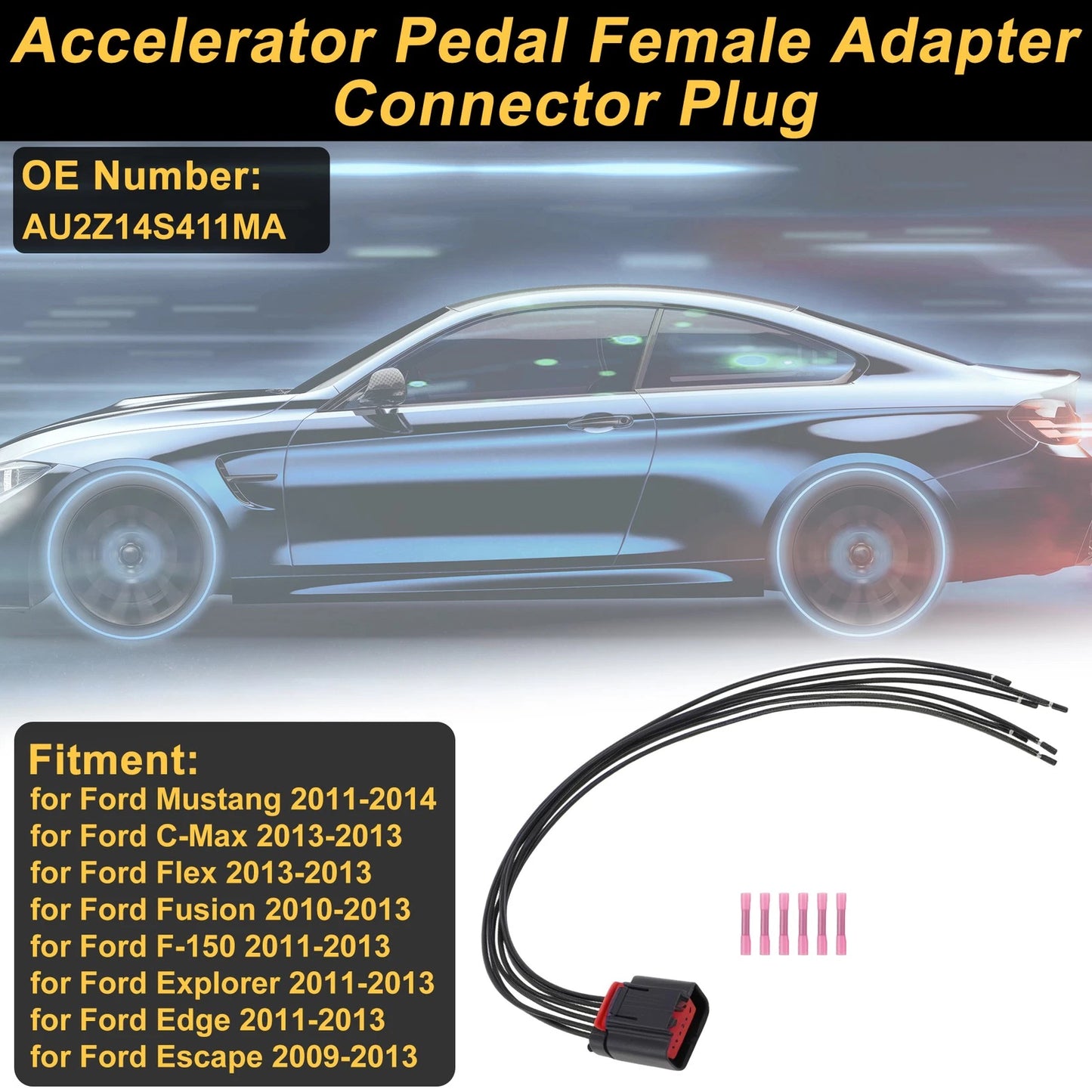 Set of 6 Pin Connector Plugs for Ford Mustang (2011–2014) No.AU2Z14S411MA