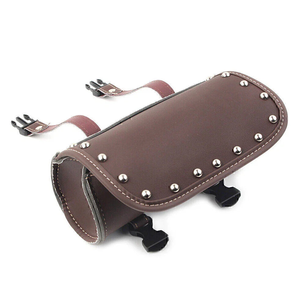 Mini Retro PU Leather Tool Bag for Motorcycle Handlebar Sissy Bar Saddlebag