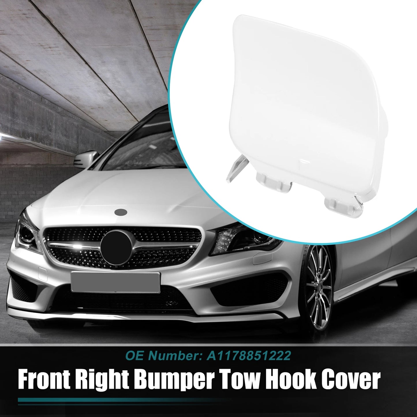 Front Bumper Tow Hook Cover for Mercedes-Benz CLA-Class (2014–2023) No.A1178851222 White